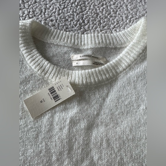 NWT Anthropologie The Mollie Short Sleeve Bow Print White Sweater Size M - Picture 4 of 8
